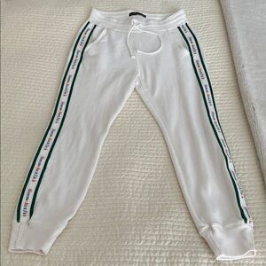 Abercrombie & Fitch Womens White Joggers with Green Stripes Size XS 🌈